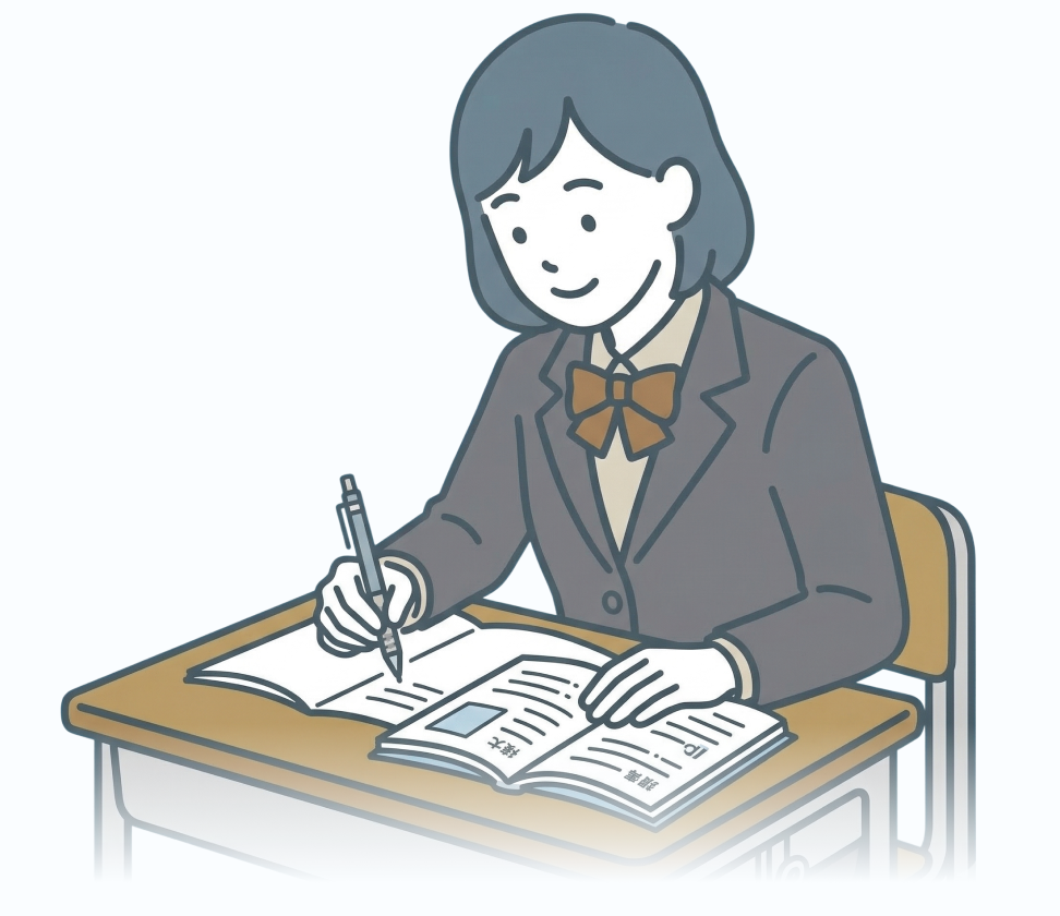 机で勉強する生徒